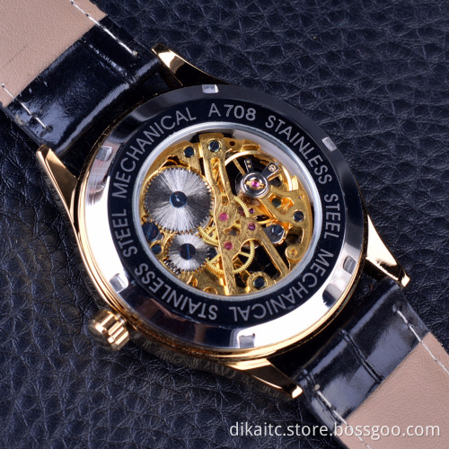 Fashion Black Golden Star Luxury Design Clock WINNER Mens Watch Top Brand Luxury Mechanical Skeleton Watch Relogio Masculino
